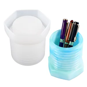 Threaded cylinder silicone mold for DIY resin pen holder and desktop vase decoration