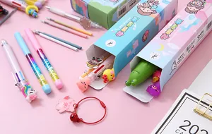 Colorful children's blind box stationery set with cute cartoon character pens and refills