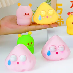 Cute cartoon squishy toys with popping eyes for stress relief, colorful slow rebound toys