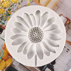 Detail view of sunflower shaped silicone mold for DIY fondant and chocolate decoration