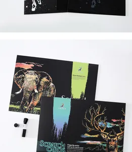 Detaillierte Tier-Kratzbilder mit kunstvollen Motiven von Elefanten und Hirschen