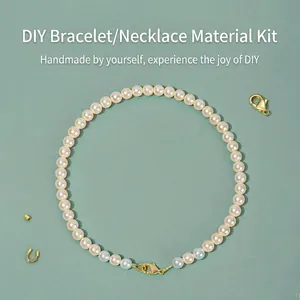 DIY white pearl necklace and bracelet jewelry making kit with 14K gold filled findings