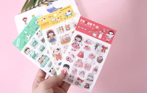 Lot de stickers de filles de dessin animé mignons pour déco de journal DIY