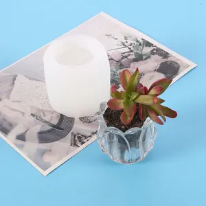 Vue détaillée d'un moule en silicone blanc pour la fabrication de pots de succulentes