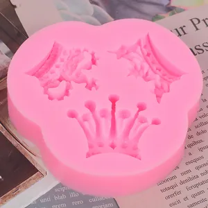 Close-up of pink silicone crown mold for fondant and chocolate cake decorating