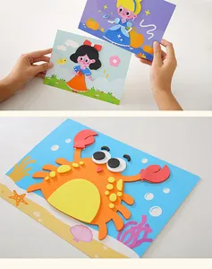 Educational kids DIY 3D EVA foam sticker craft kits featuring colorful cartoon characters