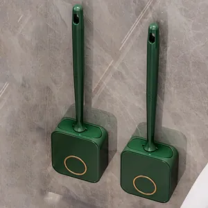 Escobilla de Baño de Silicona Suave de Pared Limpieza Profunda Sin Ángulos Muertos Herramienta de Baño Verde Oscuro Oro