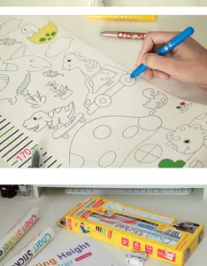 Set di adesivi murali metro per bambini da colorare con pastelli e righello