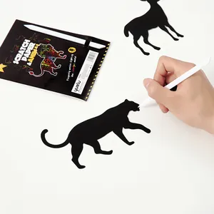 Creative animal shaped scratch art set for kids DIY colorful paper art craft kit.