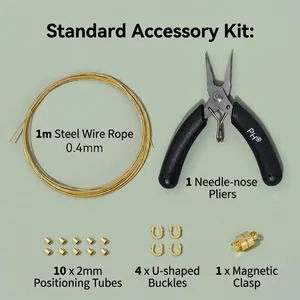 Kit de herramientas para joyería DIY con hilo chapado en oro 14K