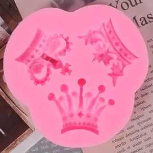 Pink crown-shaped silicone mold for fondant and chocolate cake decorating DIY craft