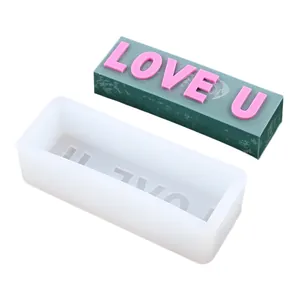 Rectangular LOVE U candle silicone mold for making DIY aromatherapy plaster and wax crafts