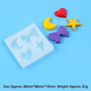 Silikon-Fondantform mit Herz, Schleife, Mond und Stern für die Kuchendekoration