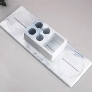 Marble texture toothbrush and cup holder resin mold for DIY bathroom storage rack
