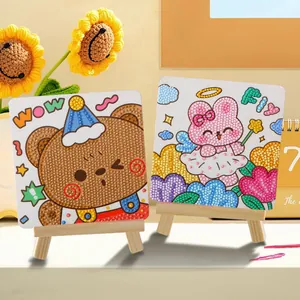 Kit per pittura a diamante fai-da-te per bambini con simpatici orsetti e coniglietti fata