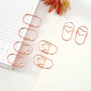 Dekorative Büroklammern aus Metall in Roségold, Herz- und Sternform für Schreibwaren.