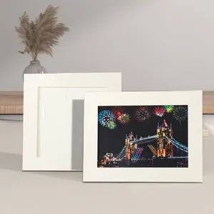 Minimalist white A5 paper photo frame mat for DIY scratch art or diamond painting decor