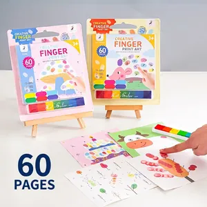 Kids Paper Finger Paint Set Creative Graffiti Painting Kit With Ink Pad And Theme Book Farm Animal DIY Arts Crafts Toys Gifts