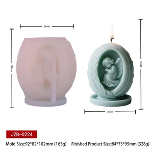 Detailed silicone mold for DIY candle making featuring angel figure and size measurements