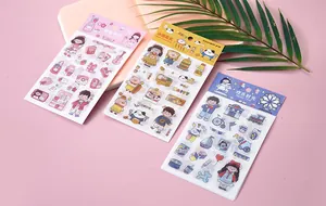 Lot de trois feuilles d'autocollants de dessins animés pour scrapbooking et décoration créative