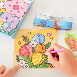 Kit pittura diamante fai-da-te per bambini con motivi di fiori a cartoni animati per bambine