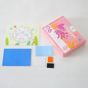 Educational EVA 3D sticker DIY craft kit for kids in a pink gift box