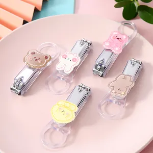 Cute cartoon bear transparent nail clippers with sharp stainless steel blades set