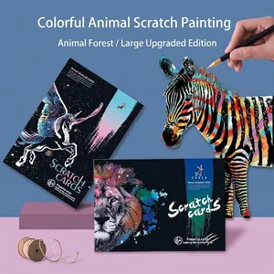 Kreative Tiere Kratzbildpapier DIY Bunte Magische Kratzmalerei Für Kinder Erwachsene Stressabbau Wohnkultur Künstlerische Bastelpapier Hobby
