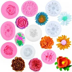 3D Rose Flower Silicone Molds DIY Daisy Sunflower Fondant Cake Decoration Molds For Chocolate Candle Soap Handmade Baking Tools