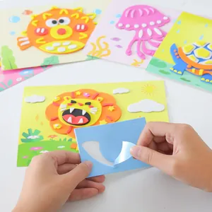 Kids DIY 3D EVA foam sticker kit with cute animal designs for educational crafting fun