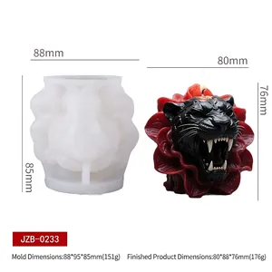 Dimensions détaillées du moule en silicone pour bougie panthère 3D avec échantillon