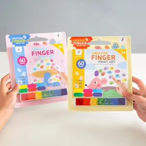 Two sets of creative finger print art kit with 60 pages and 6-color inkpad set for kids