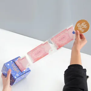Scatola regalo creativa per estrazione di denaro per compleanni e feste, scatola blu decorata.