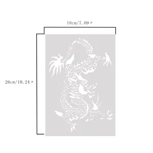 Chinese dragon hollow painting stencil with dimensions 26cm by 18cm for DIY art and crafts