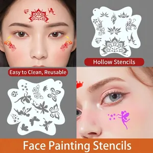Kids Face Painting Stencils Hollow PET Templates For Stage Makeup Practice Ancient Style Patterns Eye Totem Stencils