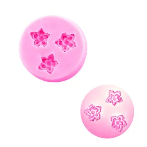 Pink flower silicone mold for fondant cake decorating and DIY baking crafts tools