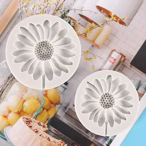 Large and small daisy sunflower silicone molds for fondant cake and chocolate DIY