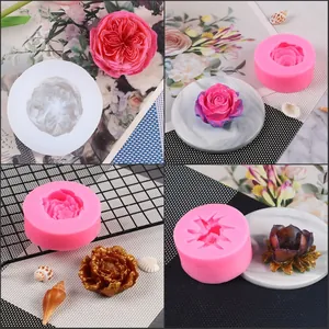 3D rose flower silicone mold set for DIY candles, resin crafts, and cake decoration.