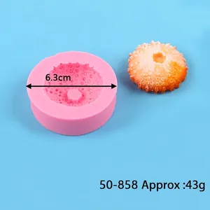 Close-up of pink sea urchin silicone mold with a 6.3cm diameter measurement