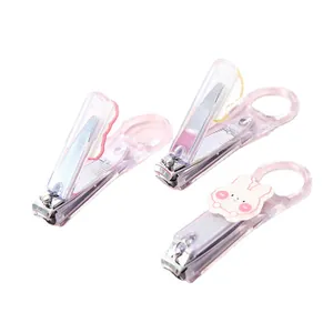 Set of 3 transparent minimalist nail clippers with cute bunny patch for daily home use