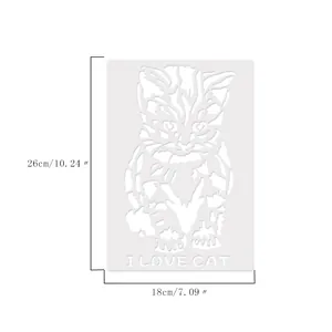 Detailed view of cat painting stencil with 26x18cm size measurements
