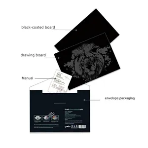 Kreatives DIY Tier-Kratzpapier-Set mit Löwenmuster, inklusive Umschlagverpackung