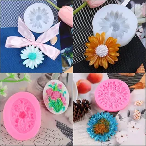 DIY silicone flower molds set for rose daisy and sunflower fondant cake decorating