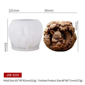 Comparaison détaillée des tailles du moule en silicone et de la bougie écureuil