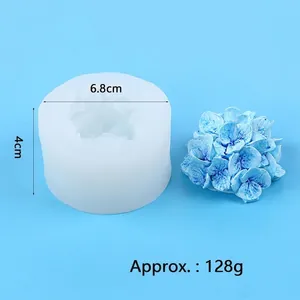 Detailed view of 3D hydrangea flower silicone mold with dimensions