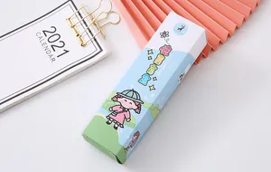 A detailed view of the colorful cartoon stationery blind box packaging for students