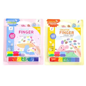 Children's creative finger painting kit with 60-page book and 6-color inkpad set