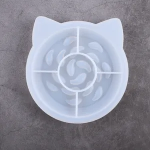 Vista superior del molde de silicona con forma de gato para comederos lentos DIY