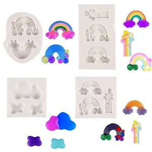 Stampo in Silicone DIY Arcobaleno e Nuvola Cartone Animato Stella per Cioccolato Fondente Decorazione Torte Resina Argilla Gesso Artigianato