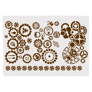 Pochoir à thème steampunk engrenage pour dessin DIY et scrapbooking créatif art